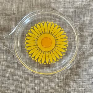 Vintage Pyrex Daisy Sunflower Casserole Dish Glass Lid 470-C Round Yellow Orange